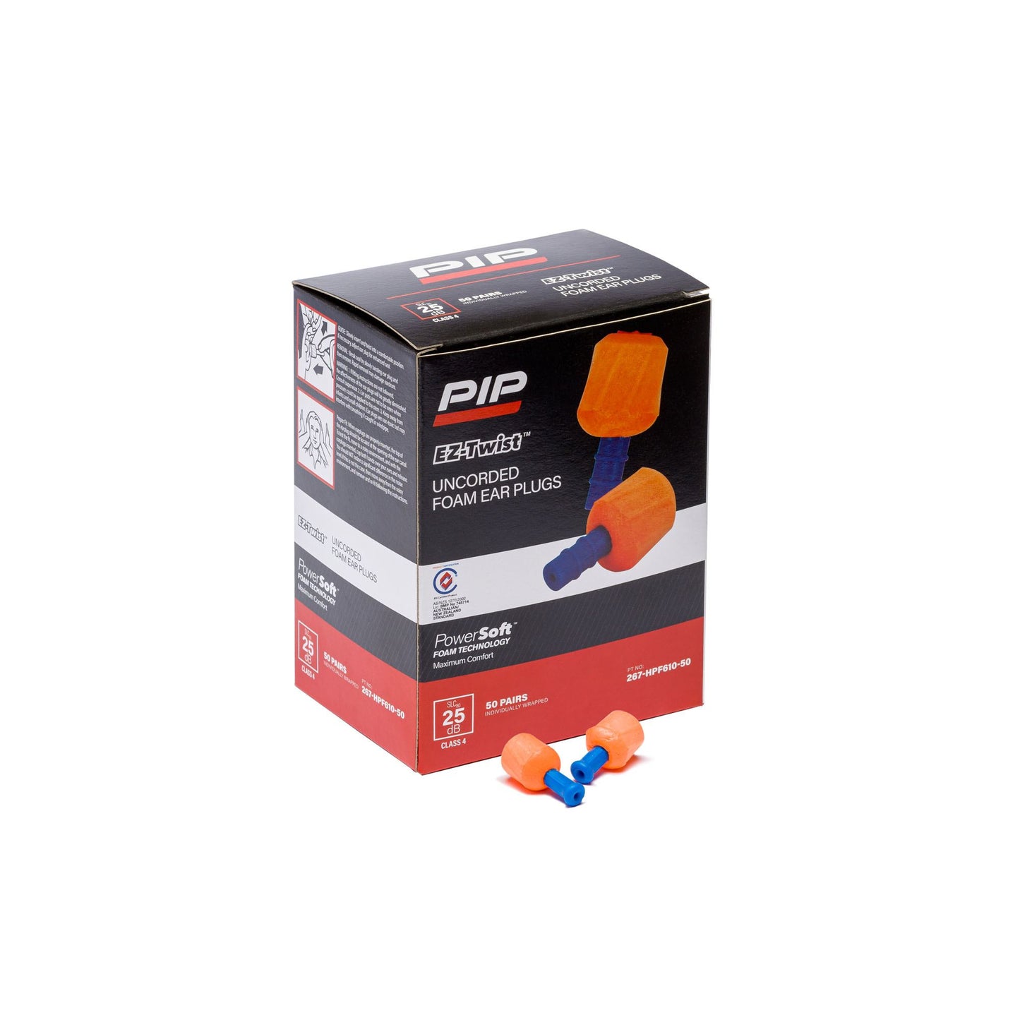 PIP Powersoft Ez-Twist Hybrid Earplugs Uncorded (50 Pairs)