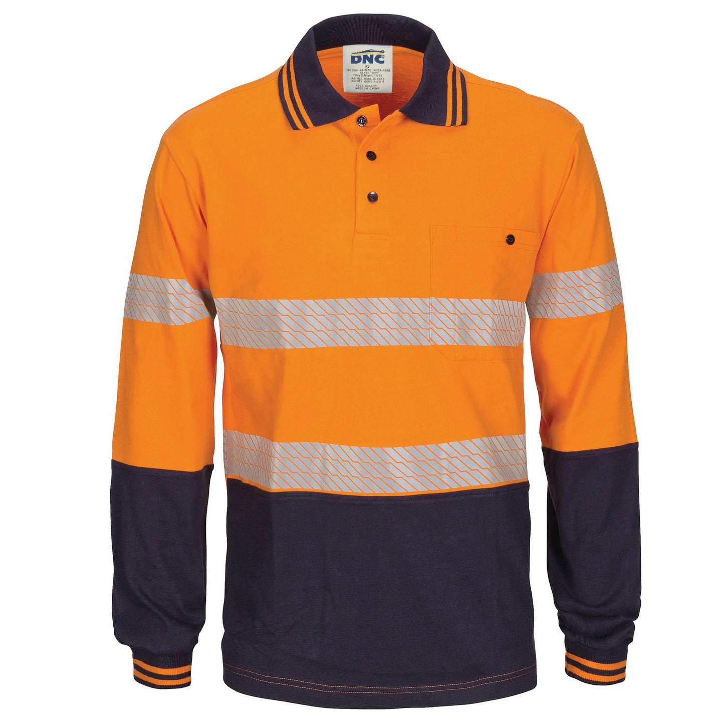 3516 HIVIS Segment Tape Cotton Jersey Polo - Long Sleeve