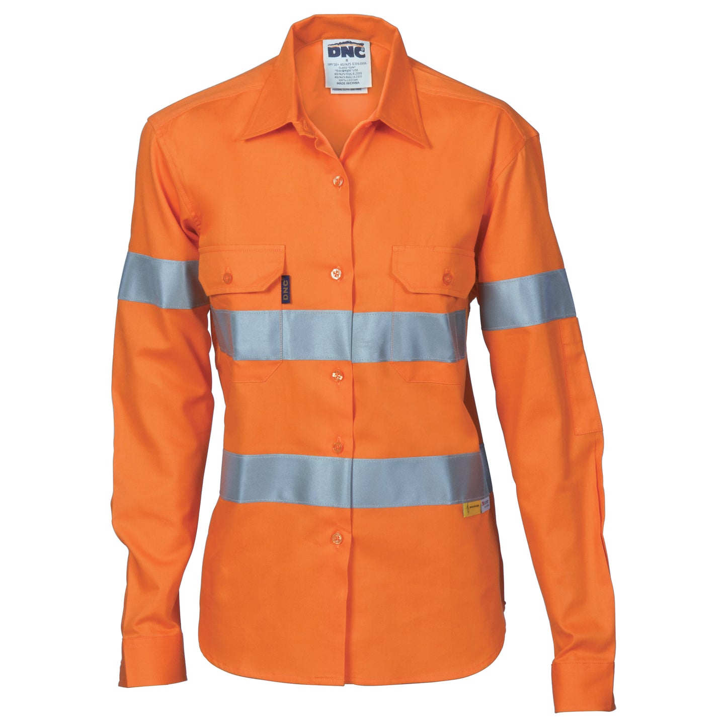 3785 Ladies HiVis Cool-Breeze Cotton Shirt with 3M R/Tape - Long sleeve