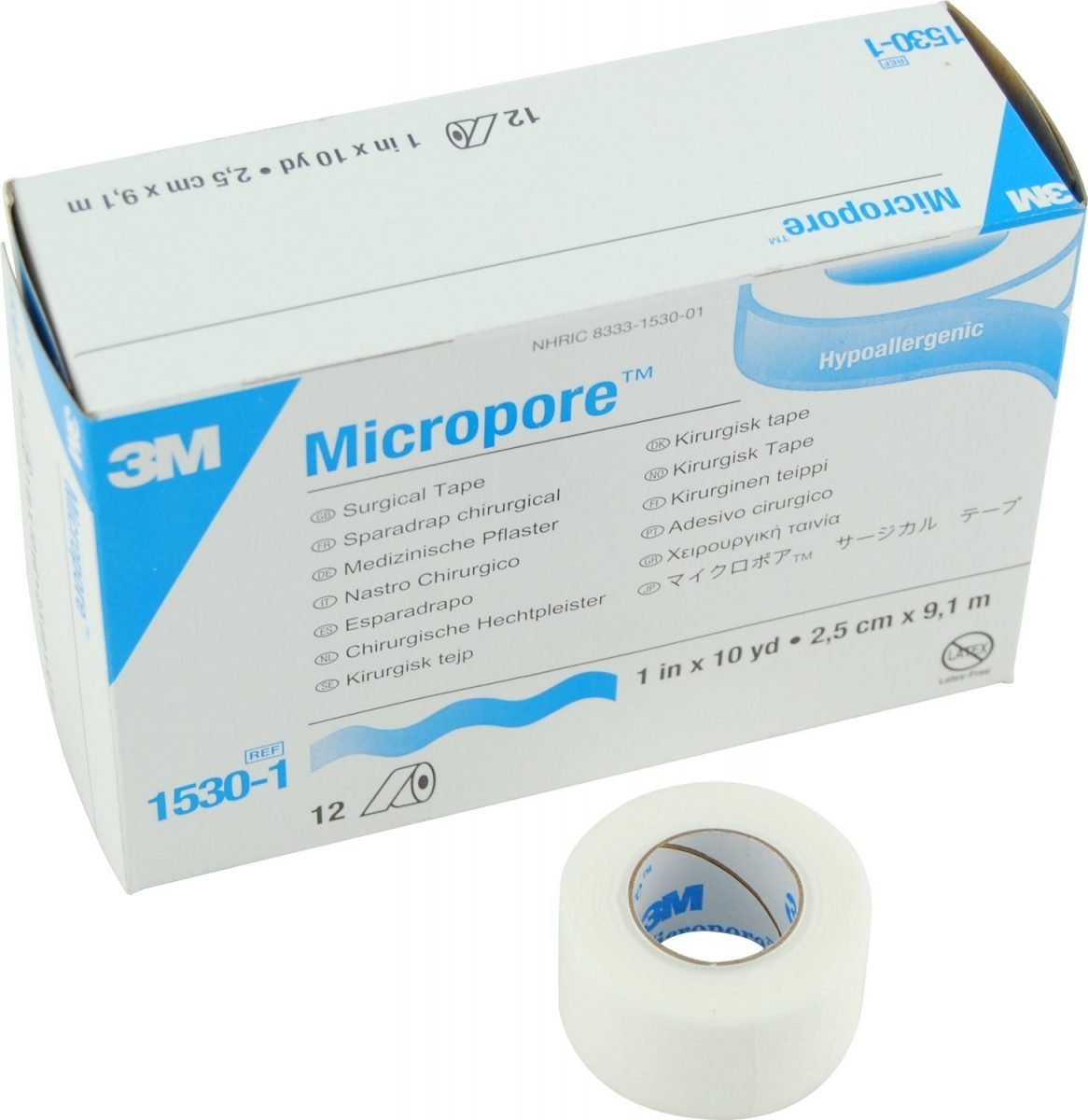 SOLVENTUM 3M1530-112 Micropore Paper Tape 2.5cm x 9m Box of 12 Rolls
