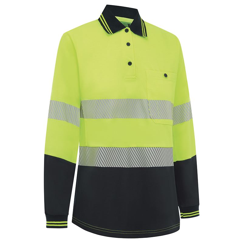 WORKIT Workwear Womens Long Sleeve Poly Cotton Taped Polo Shirt