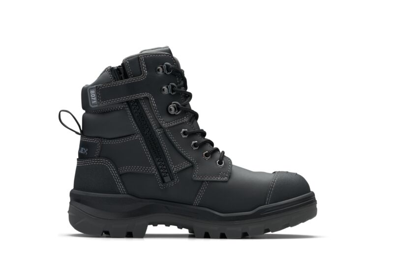 Blundstone 8071 RotoFlex Black water-resistant Platinum leather TPU 150mm zip sided safety boot