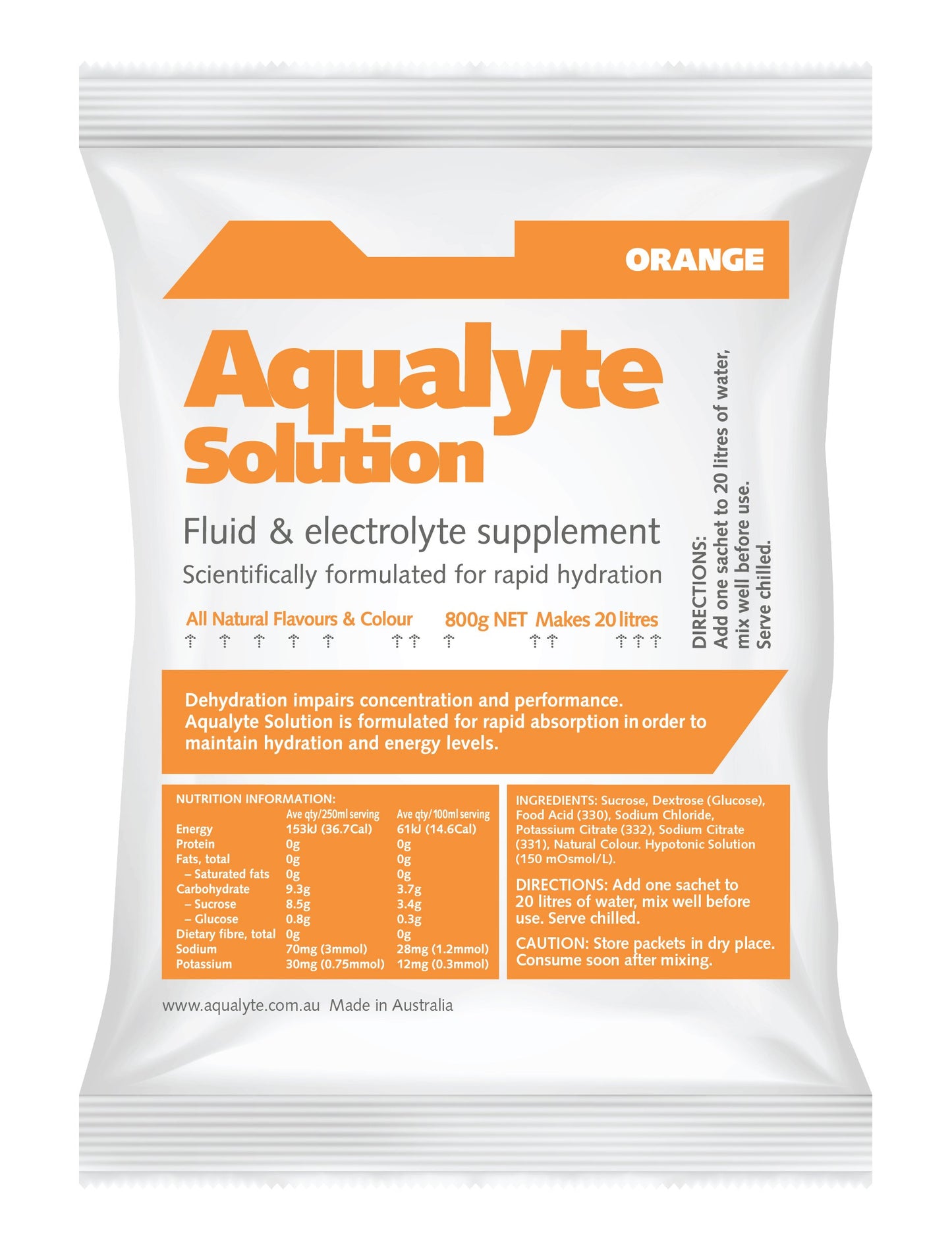 Maxisafe A-O800G10L Orange Flavour, 800g Sachets, Box of 10