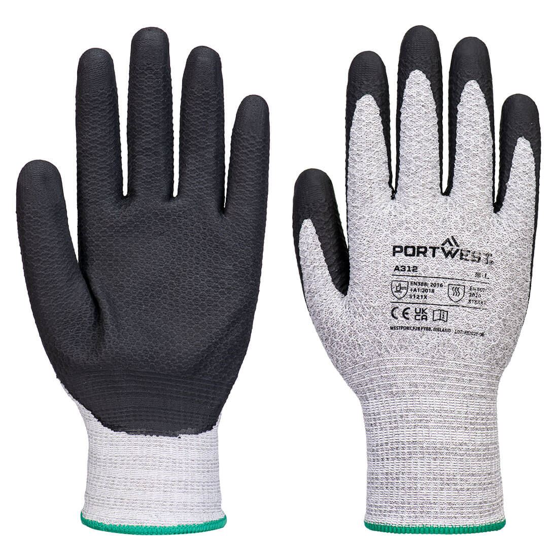 Portwest Grip 13 Nitrile Diamond Knit Glove (Pk12) in Grey/Black