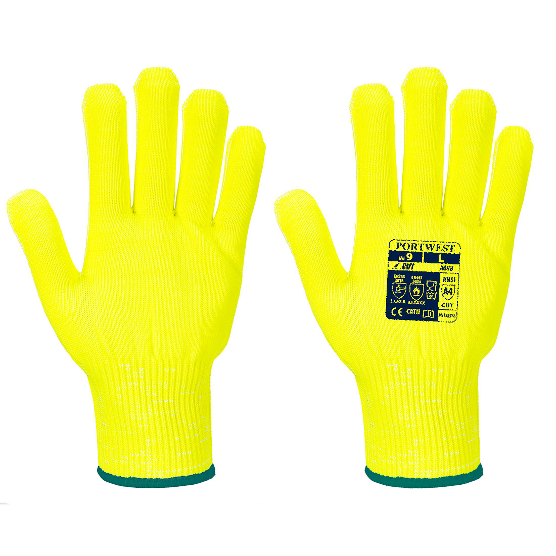 Portwest Cut D13 Hi-Vis Liner Glove in Yellow