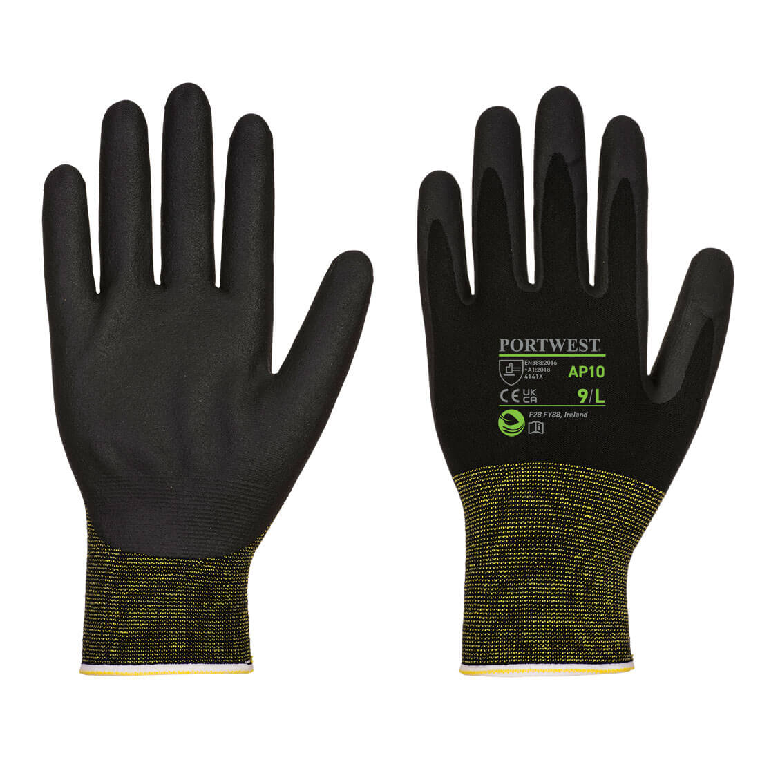 Portwest Grip 15 Nitrile Foam Bamboo Glove (Pk12) in Black