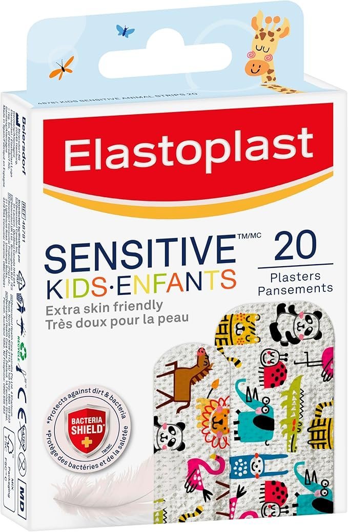 BEIERSDORF BDF48781 Elastoplast Sensitive Kids Animal Print Plasters Pack of 20