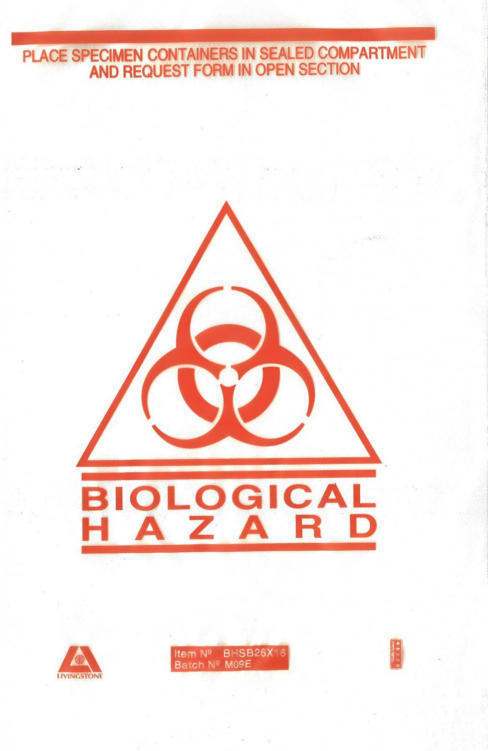 Max Global Products BHB-1 Bag: Biohazard Clear with Hazard Symbol 26cm x 16cm (Single)