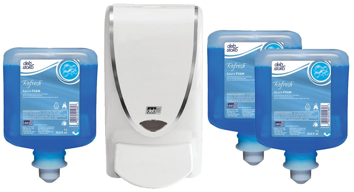 SC JOHNSON DEB D-AZU1LSTPK Deb 1000 Refresh Azure Starter Pack 3 Cartridges and 1 Dispenser