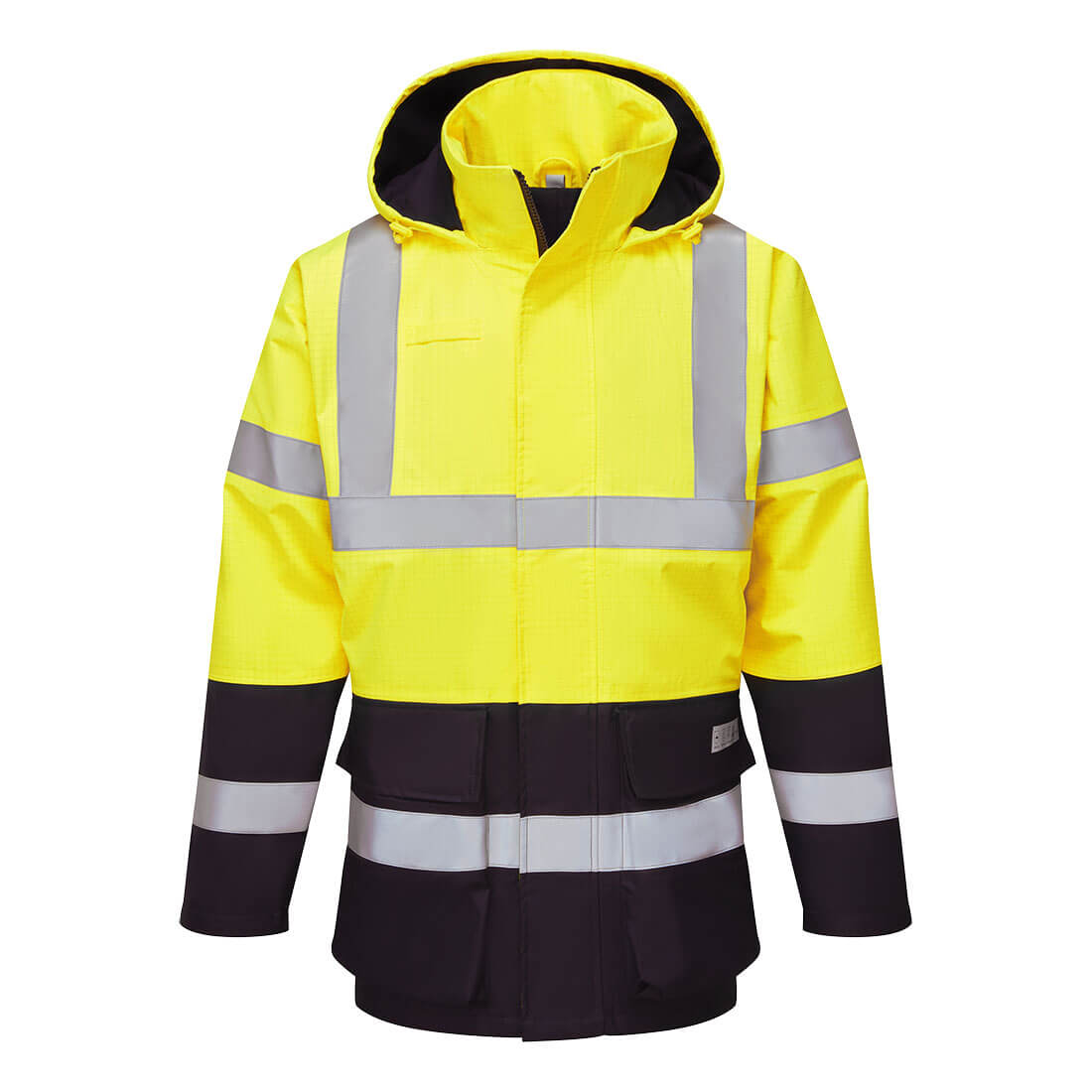 Portwest Bizflame Rain FR Hi-Vis ARC Jacket in Yellow/Navy