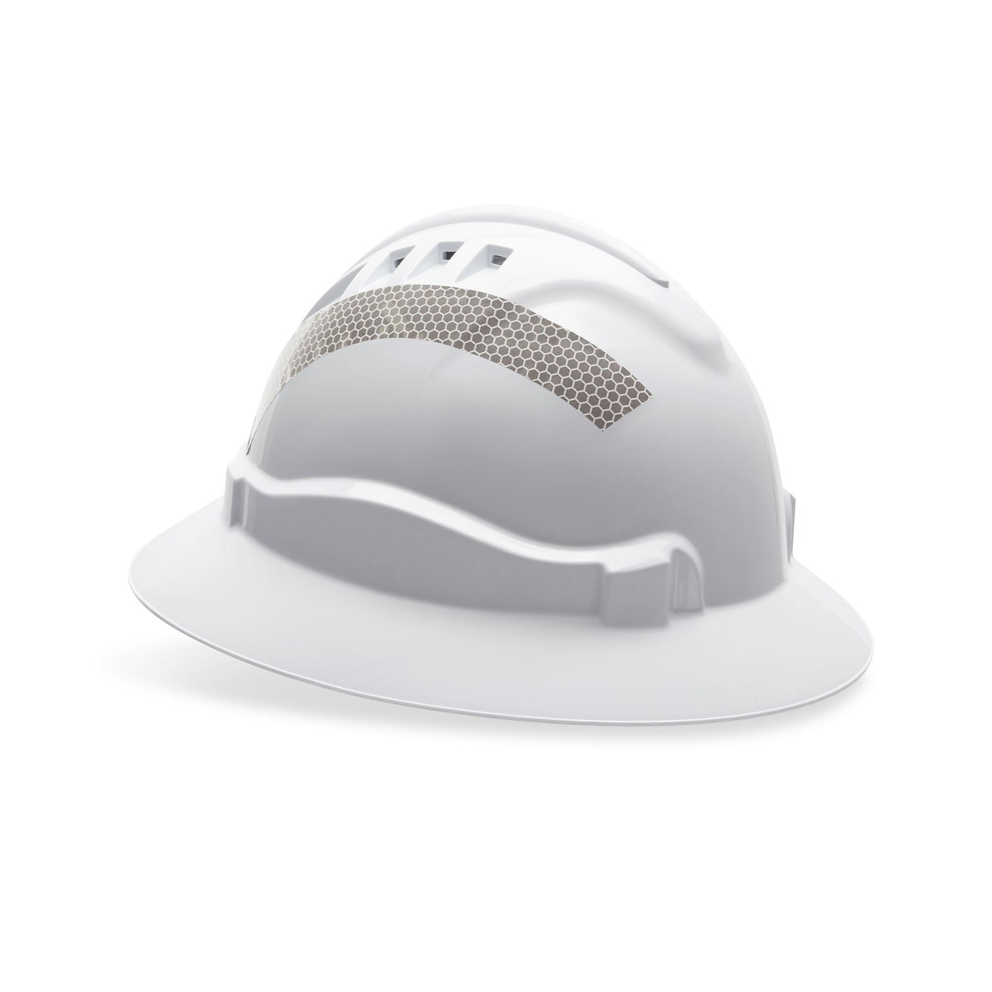 Pro Choice Safety Gear V6 Vented Full Brim Hard Hat White with Reflective Tape