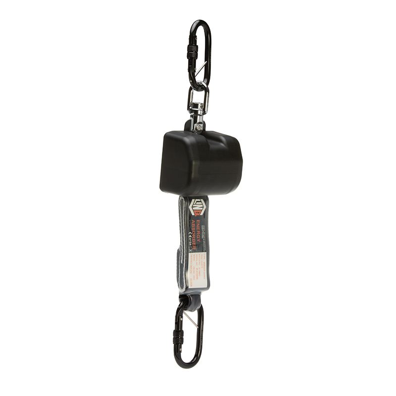 LINQ Height Safety Self Retracting 2.5m Webbing Lanyard with 2 x Screw Gate Karabiners