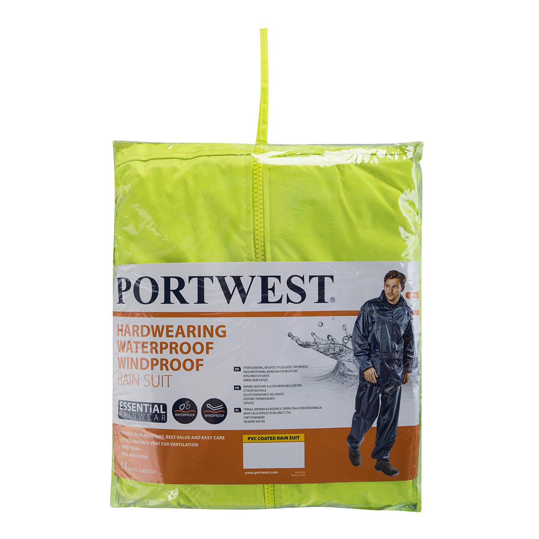 Portwest Essentials Rainsuit (2 Piece Suit) in Yellow