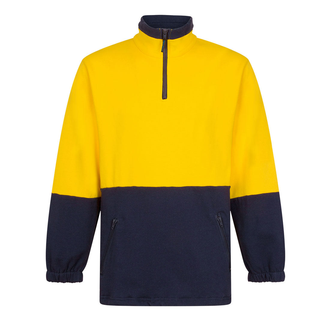 Portwest Hi-Vis Contrast 1/4 Zip Class D Brush Fleece in Yellow/Navy