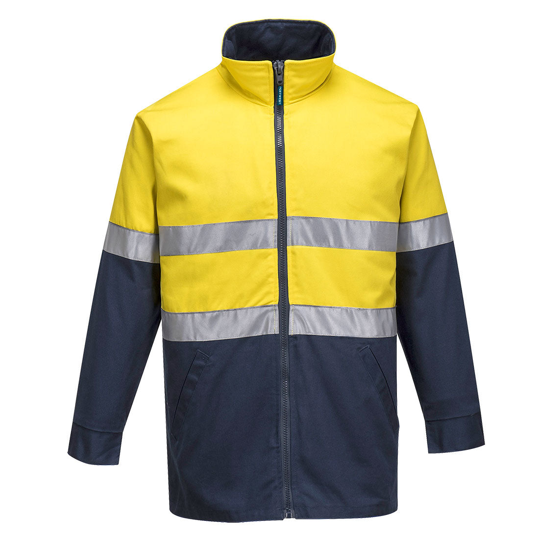 Portwest Hume Hi-Vis Contrast Work Jacket in Yellow/Navy