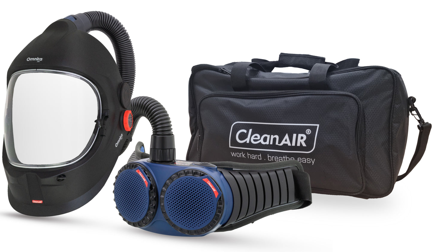 CleanAIR R303100 Omnira Face Shield & AerGO PAPR Kit with duffel bag
