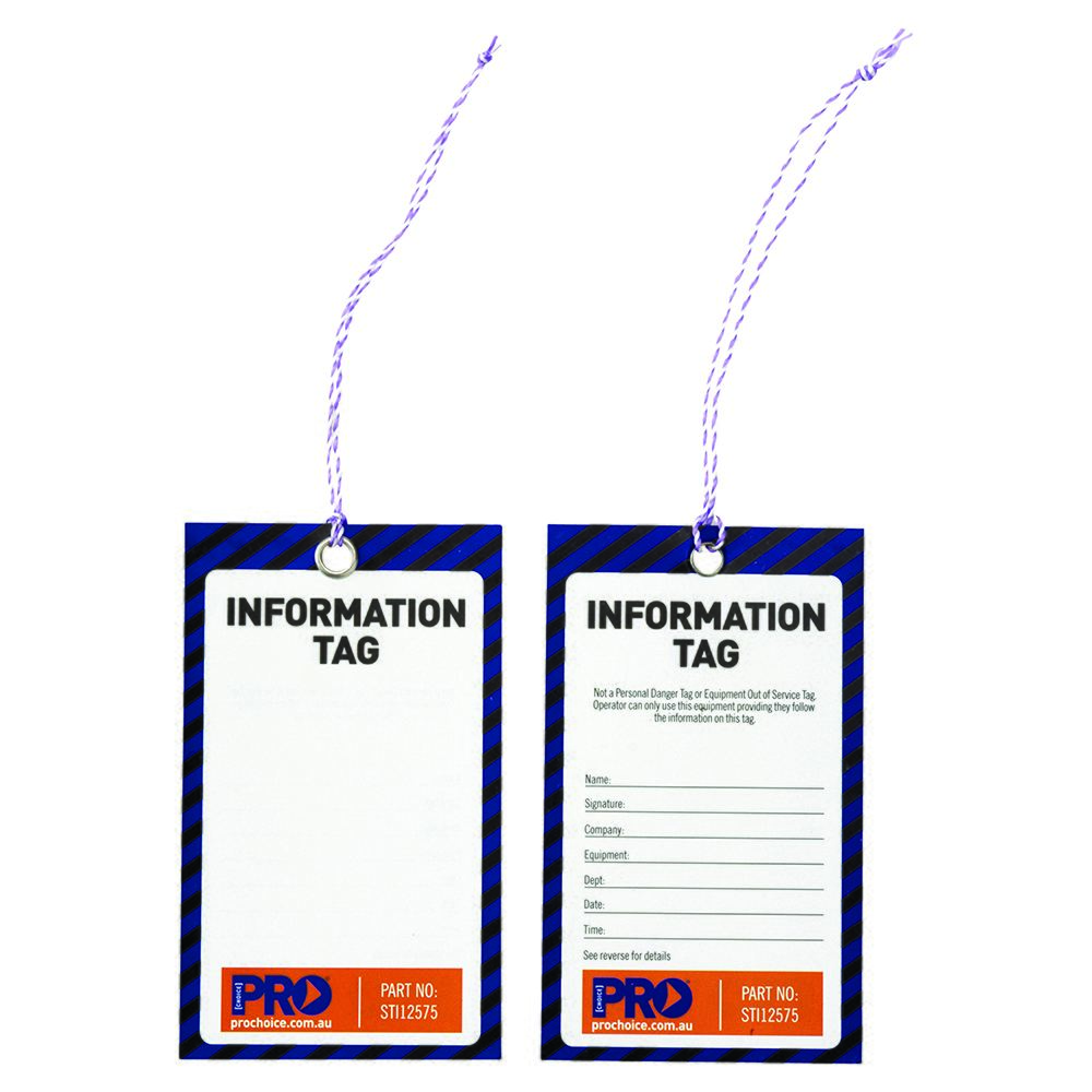 Pro Choice Safety Gear Safety Tag -125mm X 75mm Information (Blank)