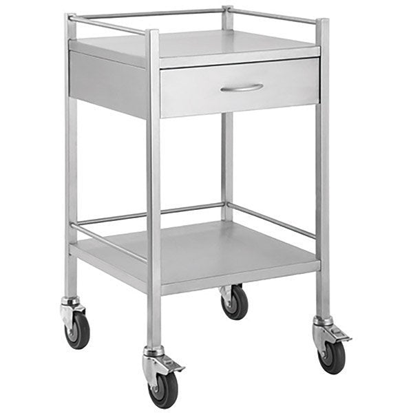 TASK MEDICAL T5050D Trolley Stainless Steel Single 1 Drawer 2 Shelf W50cm x D50cm x H97cm