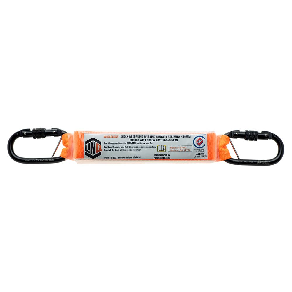 LINQ Height Safety Shock Absorbing 450mm Assembly With Perm Attached Karabiners Screw Gate