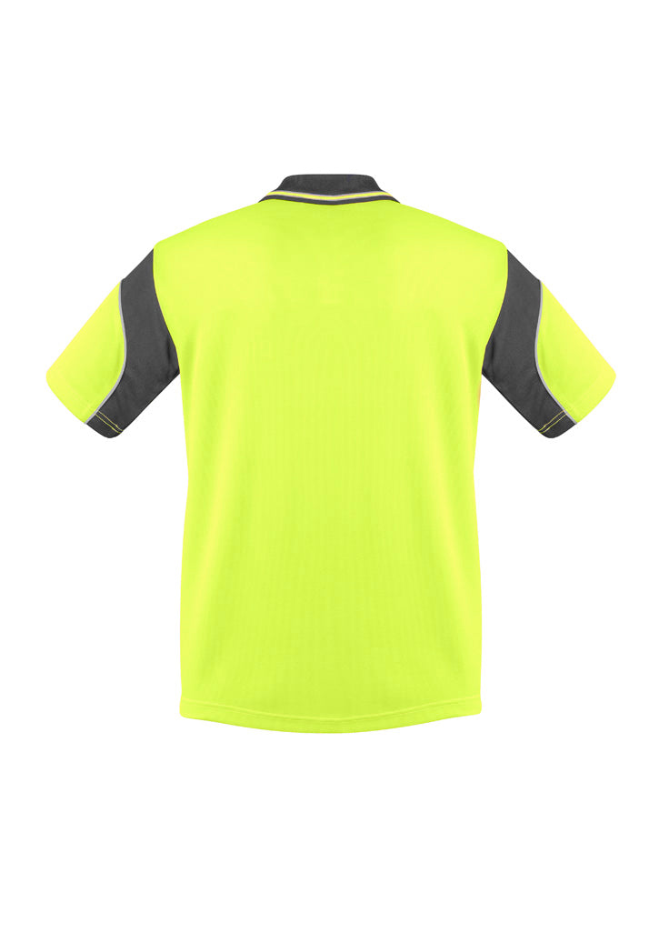 Syzmik Men's Hi Vis Aztec Short Sleeve Polo - Yellow/Charcoal