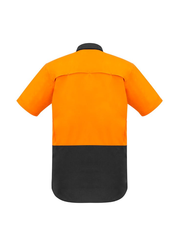 Syzmik Men's Rugged Cooling Hi Vis Short Sleeve Shirt - Orange/Charcoal