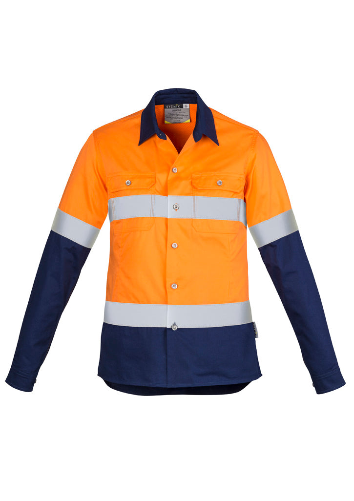 Syzmik Women's Industrial Long Sleeve Shirt - Hoop Taped - Orange/Navy