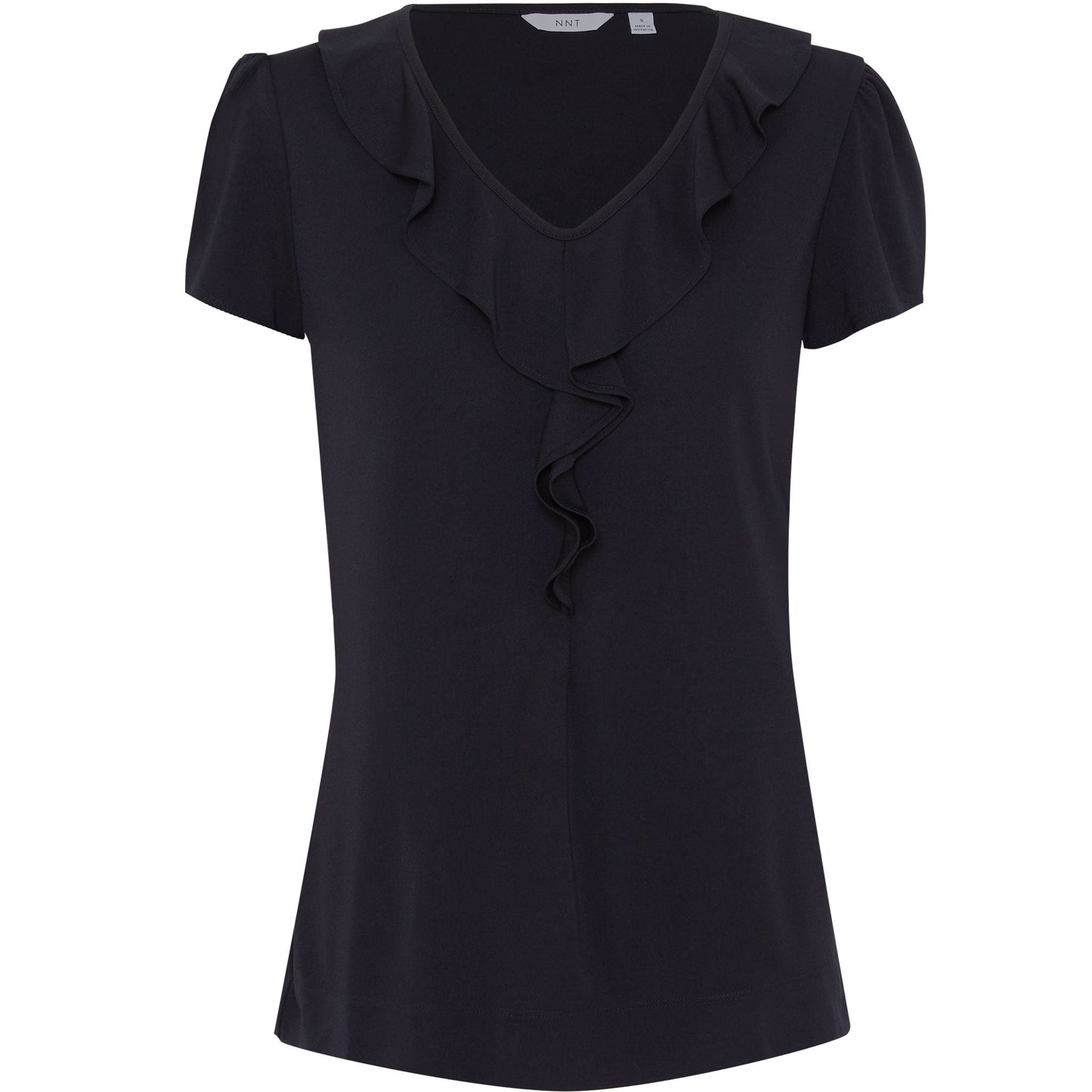 NNT CAT48H Matt Jersey Cap Sleeve Ruffle Neck T-Top