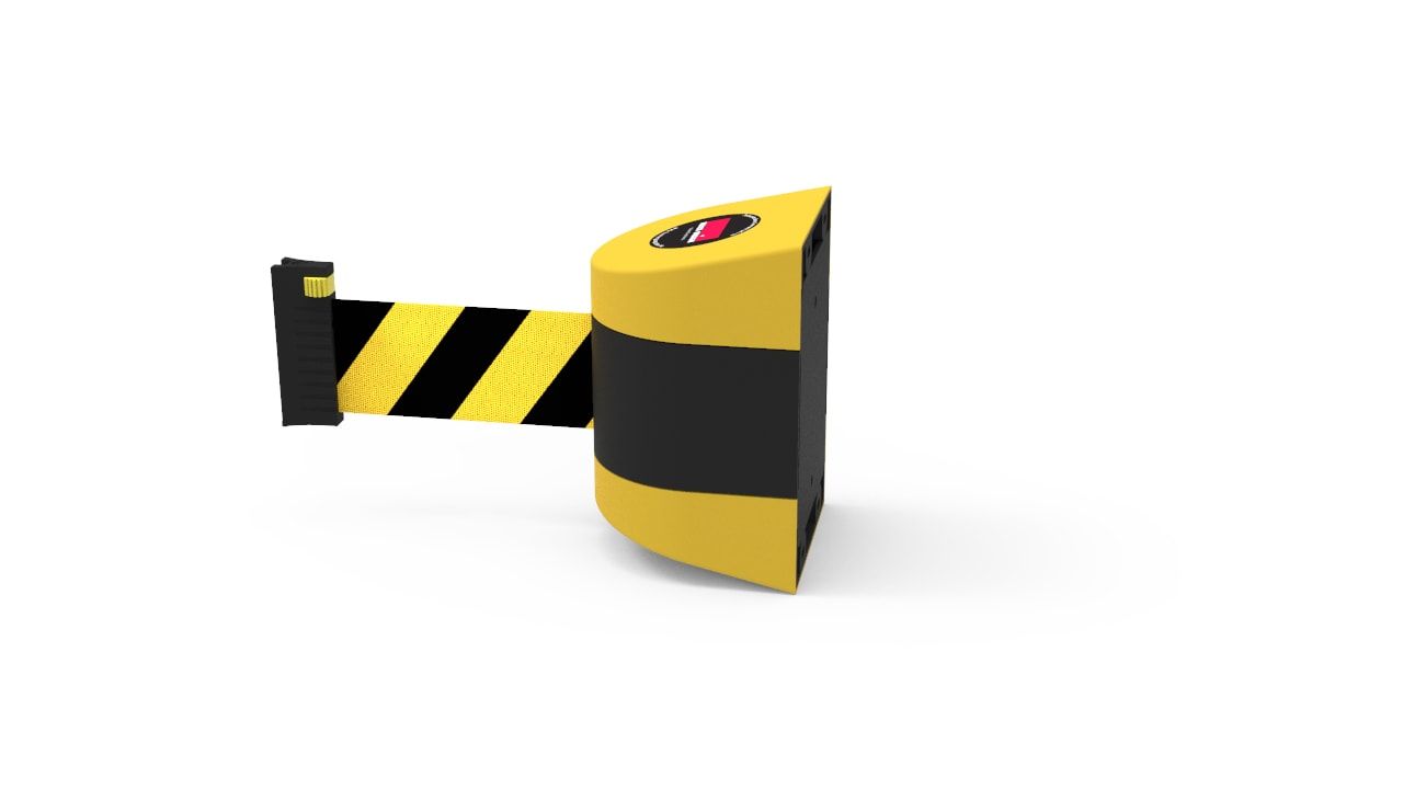 Wall Mount Retractable Belt Barrier 10m - PVC - Black/Yellow