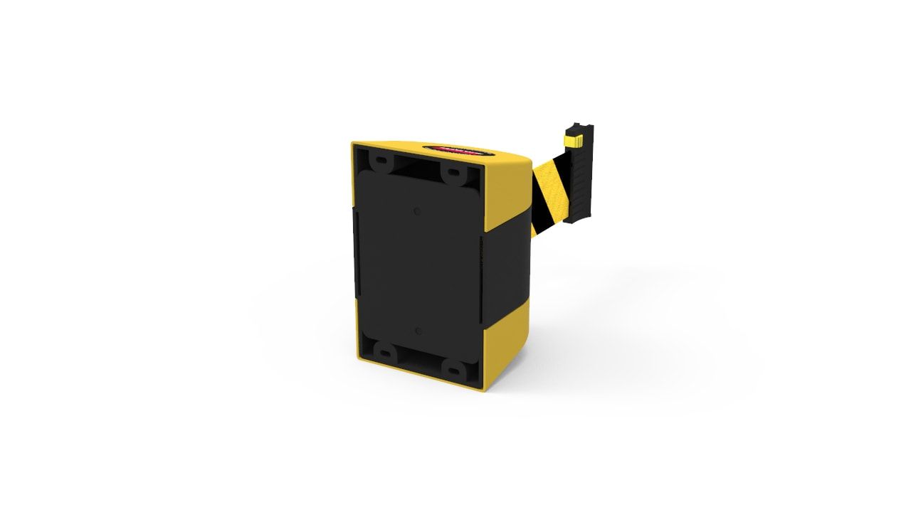 Wall Mount Retractable Belt Barrier 10m - PVC - Black/Yellow