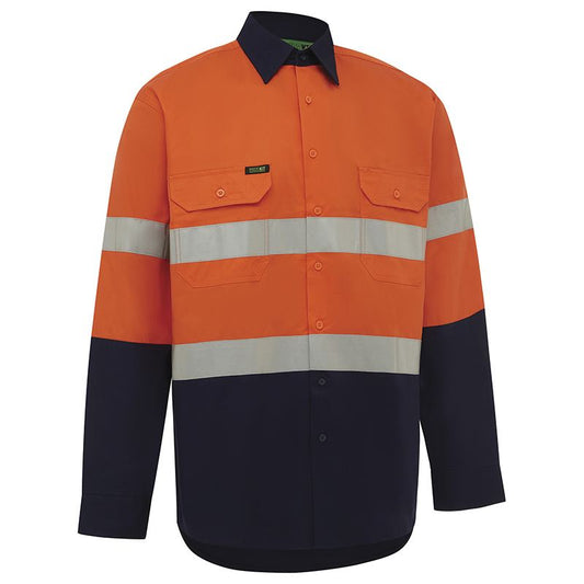 WORKIT Workwear Hi Vis Lightweight Long Sleeve Adjustable Cuff Taped Shirt