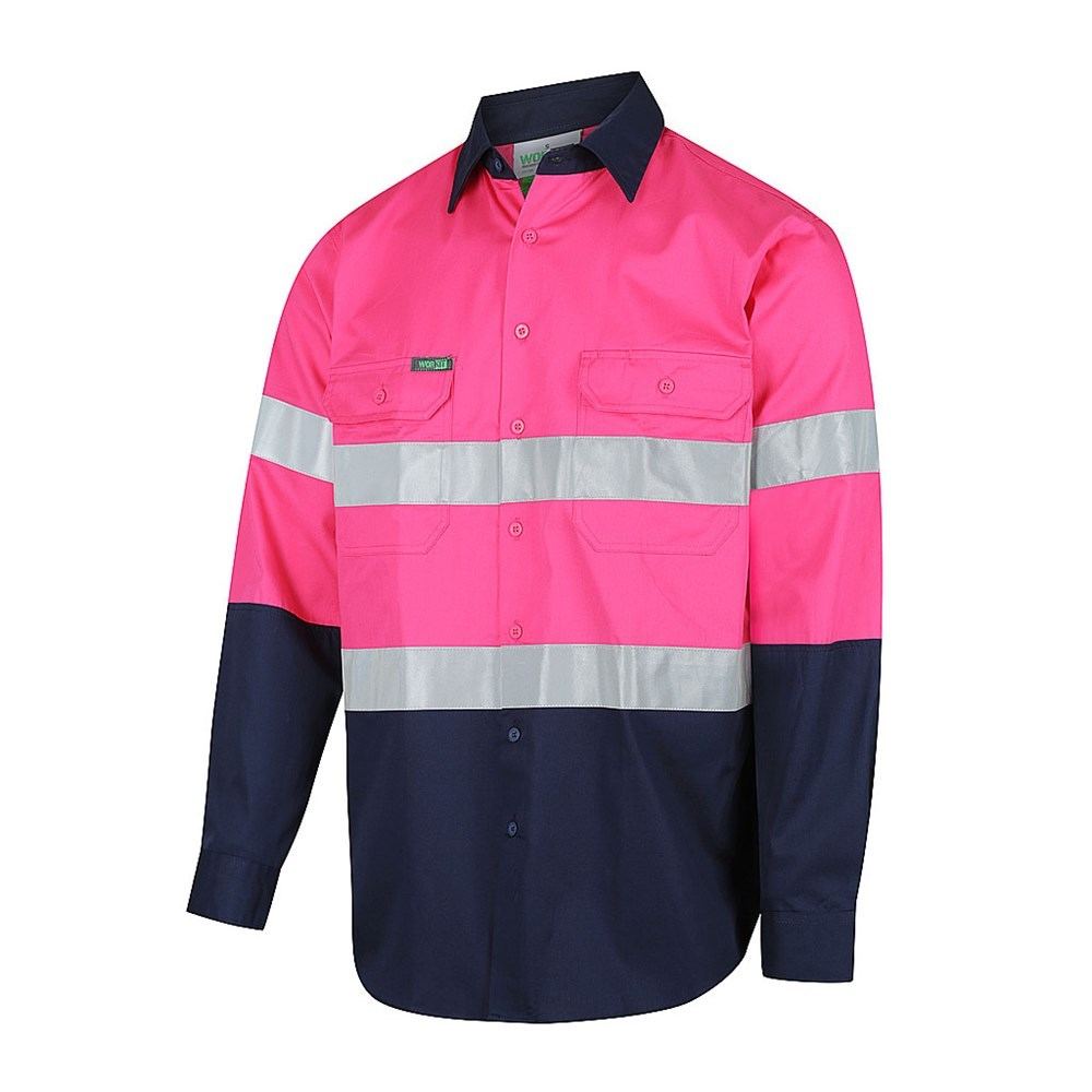 WORKIT Workwear Hi Vis Lightweight Long Sleeve Adjustable Cuff Taped Shirt