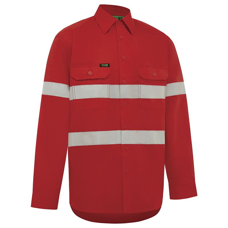 WORKIT Workwear Hi Vis Lightweight Long Sleeve Adjustable Cuff Taped Shirt