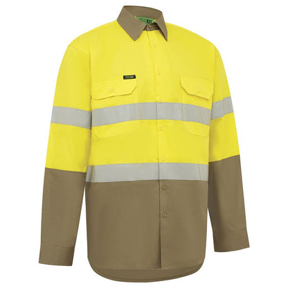 WORKIT Workwear Hi Vis Lightweight Long Sleeve Adjustable Cuff Taped Shirt