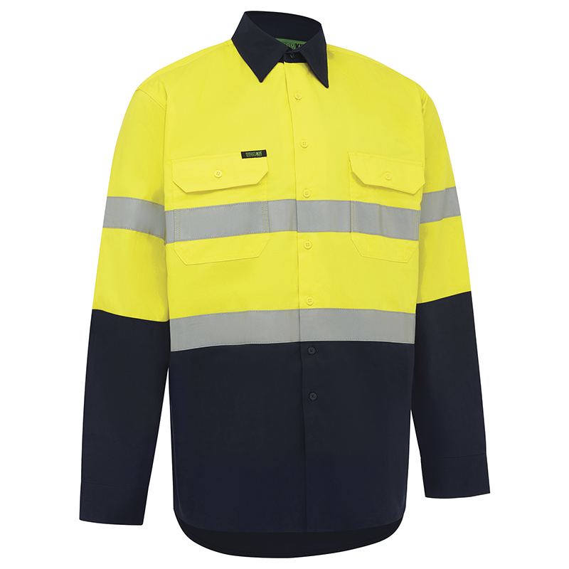 WORKIT Workwear Hi Vis Lightweight Long Sleeve Adjustable Cuff Taped Shirt