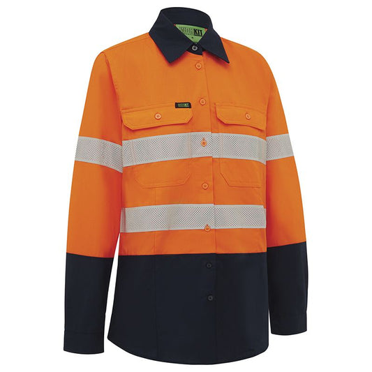 WORKIT Workwear Hi Vis Womens 2 Tone Lightweight Ripstop Breathable Taped Shirt