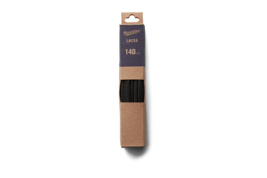LACES - ROUND, BLACK, POLYESTER. 140CM LENGTH
