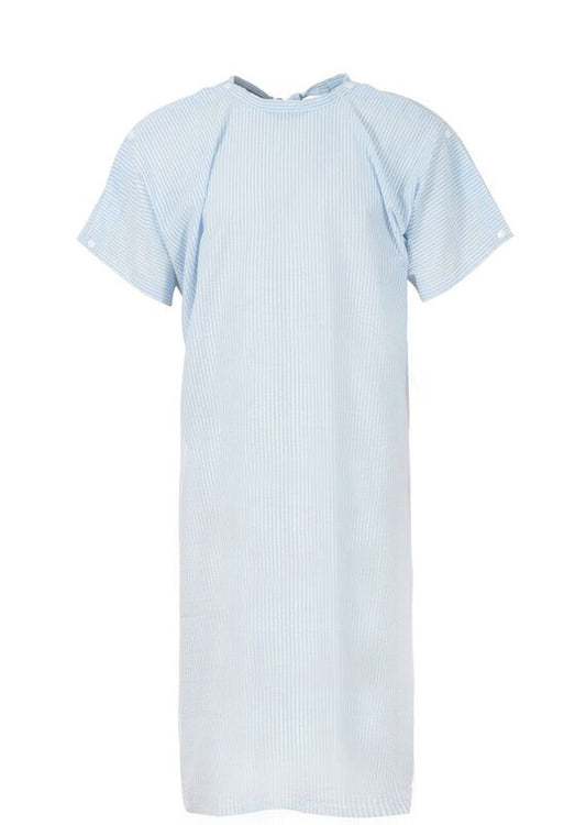 Medi-8 M81700 Seersucker Gown With Shoulder Studs in Blue
