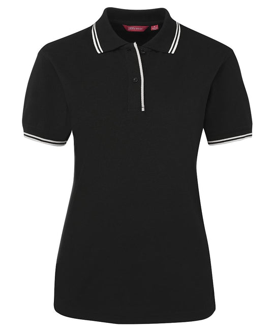 JB's Ladies Contrast Polo Black/White-08