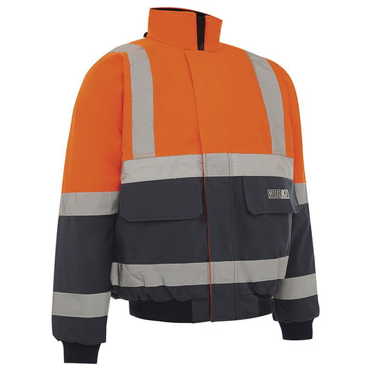 WORKIT Workwear Hi Vis 2 Tone Wet Weather Bomber Taped Jacket