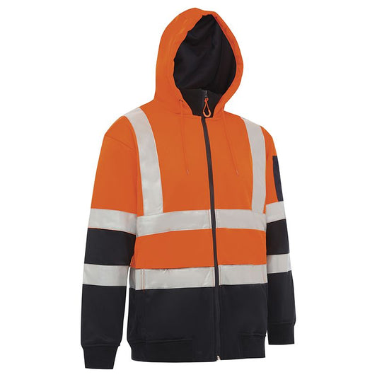 WORKIT Workwear Hi Vis 2 Tone Full Zip Tech Fleece Taped Hoodie
