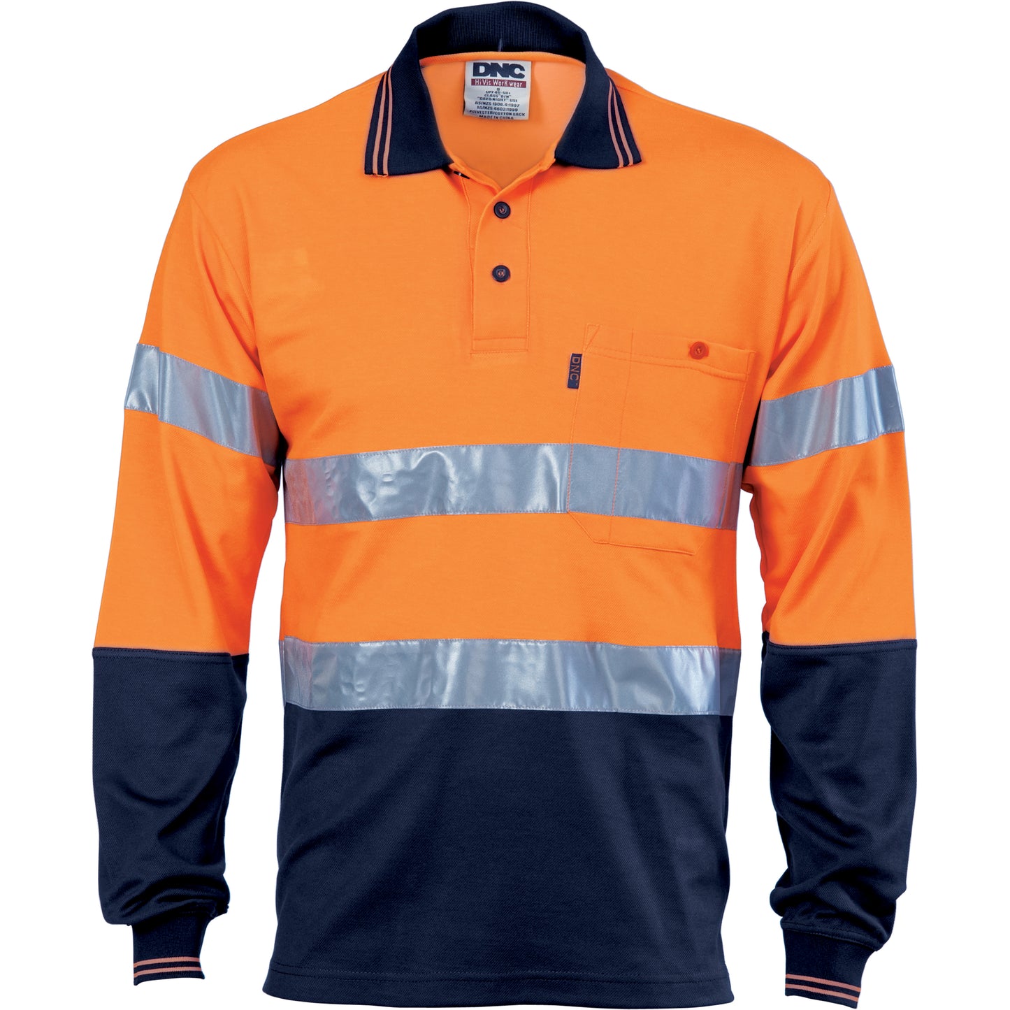 3718 Hi Vis Two Tone Cotton Back Polos with Generic R.Tape - L/S