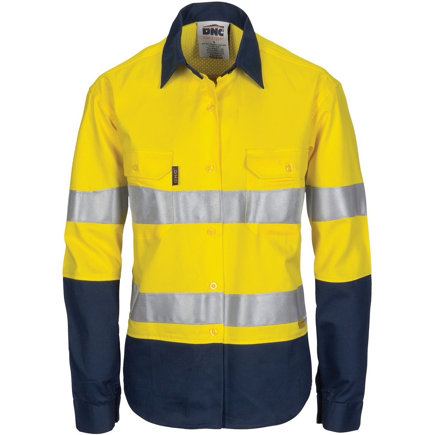 3749 Ladies HiVis 3 Way Cool-Breeze Cotton Shirt with Gusset Sleeve, 3M R/Tape - Long Sleeve.