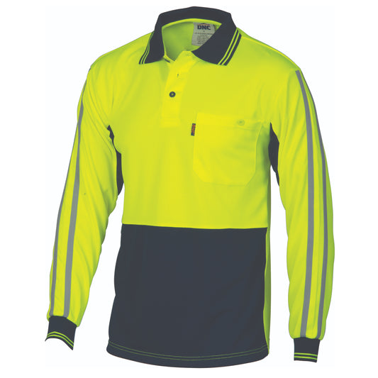 3756 HiVis Cool-Breathe Stripe Polo - long Sleeve