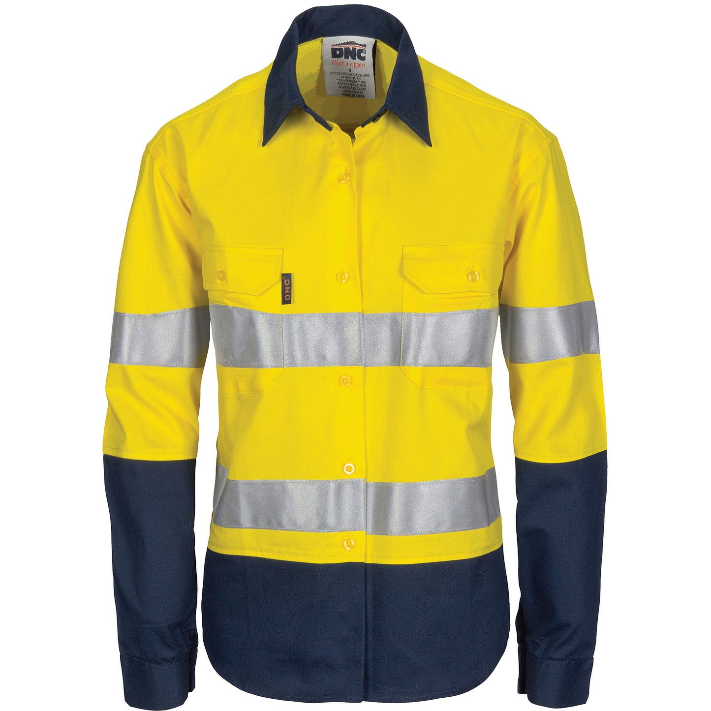 3786 Ladies HIVIS Cool-Breeze Cotton Shirt with CSR R/Tape - Long Sleeve