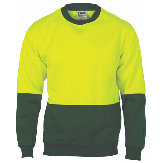 3821 HiVis Two Tone Fleecy Sweat Shirt (Sloppy Joe) Crew-Neck