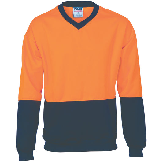3822 HiVis Two Tone Fleecy Sweat Shirt (Sloppy Joe) V-Neck