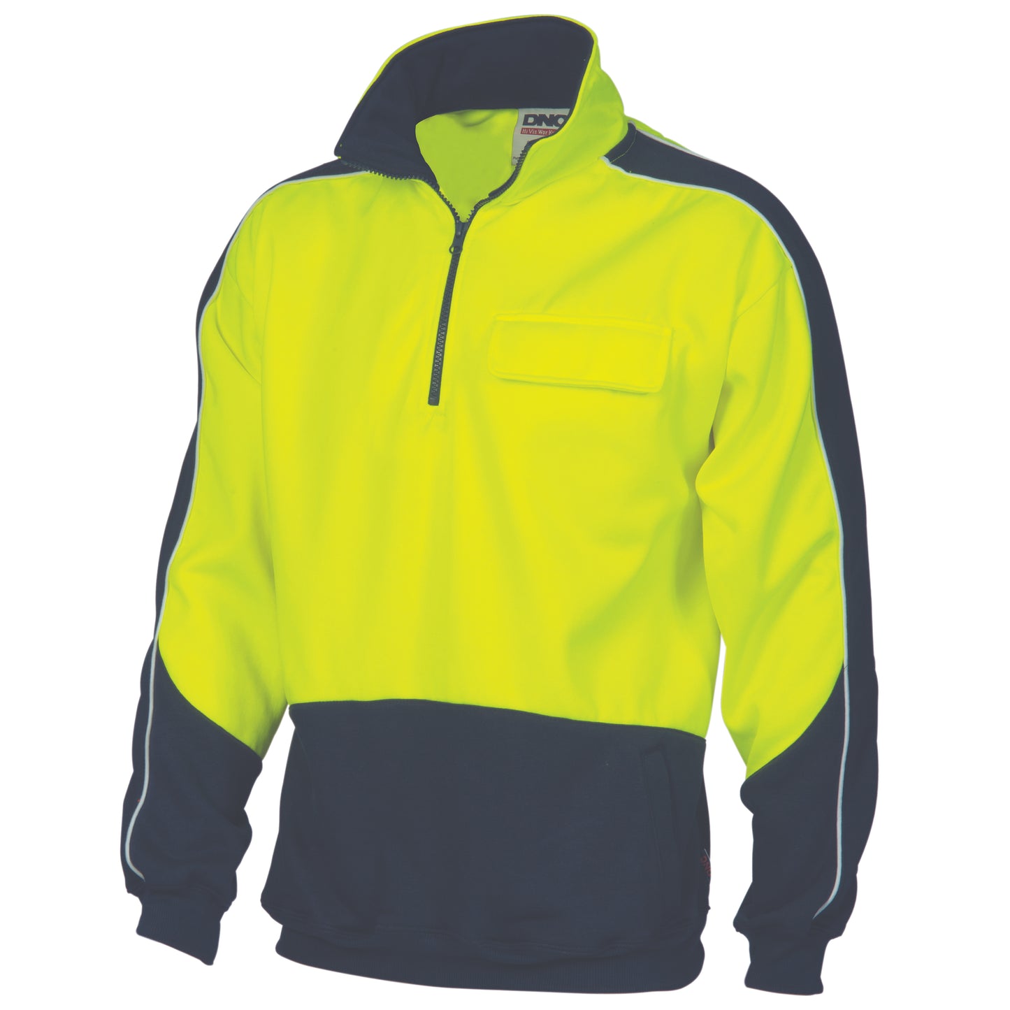 3823 HiVis 2 Tone 1/2 Zip Hi-Neck Panel Fleecy Windcheater