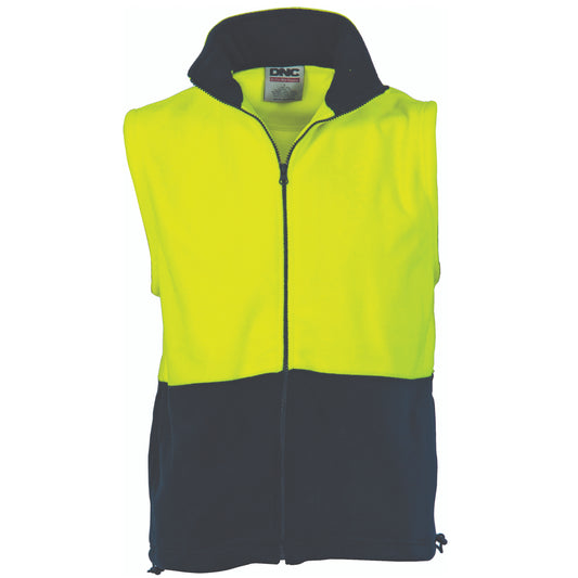 3828 HiVis Two Tone Full Zip Polar Fleece Vest