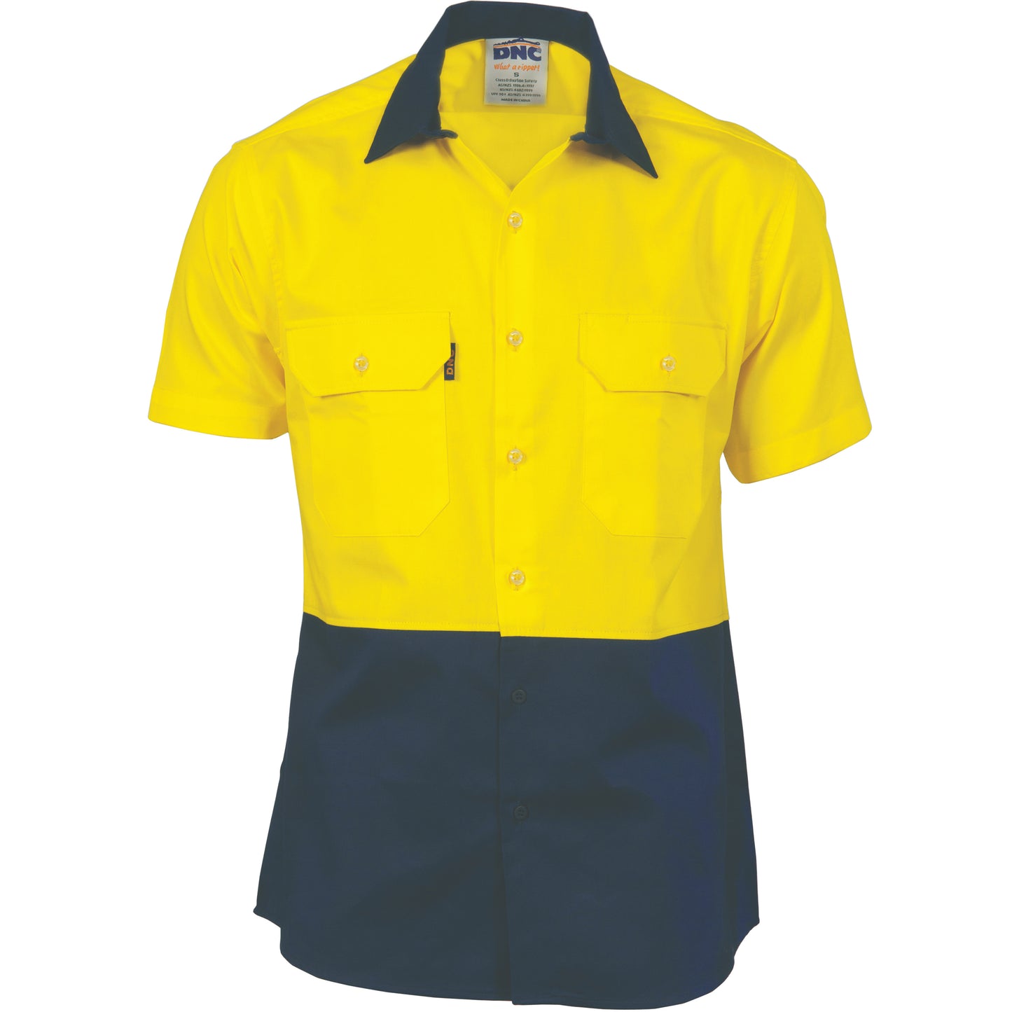 3831 HiVis Two Tone Cotton Drill Shirt - Short Sleeve