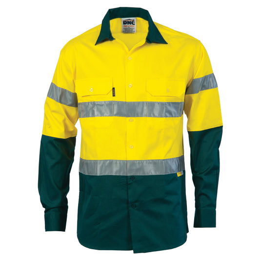 3836 HiVis Two Tone Drill Shirt with 3M 8910 R/Tape - Long Sleeve